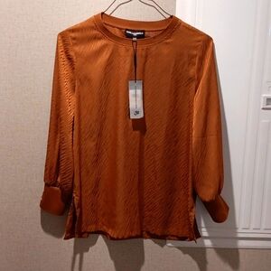 Karl Lagerfeld Orange Waves Long Sleeve Shirt NWT Womens S